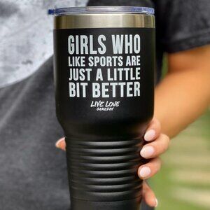 Live Love GameDay Black 32 oz tumbler with lid NWT